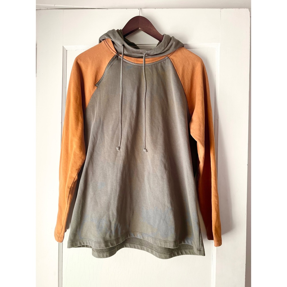 Doe‎ and Rae Colorblock Zip Hoodie Orange Grey Medium